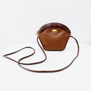 Liz Claiborne Women's Brown Faux Leather Small Vintage Crossbody Bag Purse